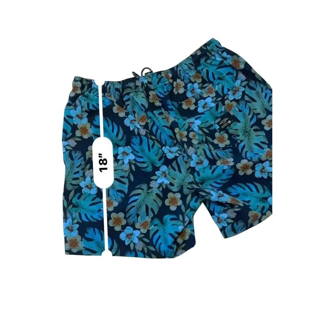 Ocean Current Tropical Swim Trunks Men’s XL | Blue Floral Hawaiian Board Shorts
